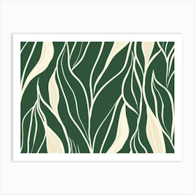 Green And White Leaves Art Print