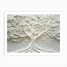 3d Relief White Tree 6 Art Print