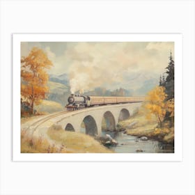 Train Crossing Bridge Art Print