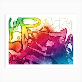 Watercolor Abstraction Colored Spots 4 Art Print