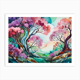 Watercolor Tree Painting Art Print