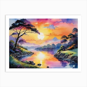 Sunset By The River 23 Art Print