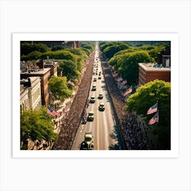 Aerial View Of A Patriotic Military Parade Honoring Veterans In America Rows Of Uniformed Soldiers 2 1 Art Print