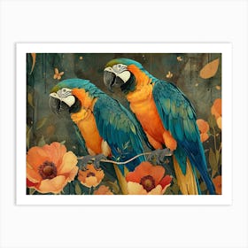 Floral Animal Illustration Macaw 2 Art Print