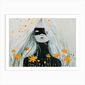 Girl In Flowers 1 Art Print