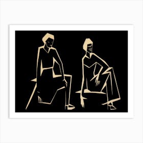 Two Women Sitting Art Print