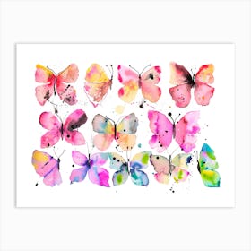 Artistic Spring Butterflies Watercolor Art Print