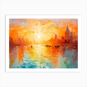 Pictorial Sky Blue City Art Print