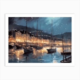 Night In The Harbor 1 Art Print