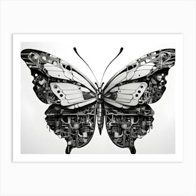 Butterfly Made Of Gears Art Print