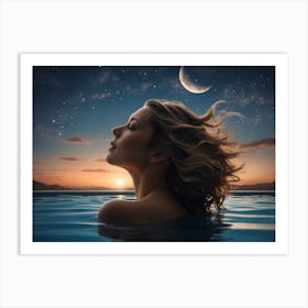 Moonlight In The Pool Art Print