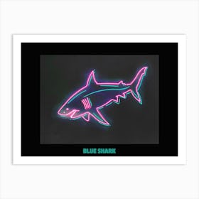 Neon Pastel Pink Blue Shark 5 Poster Art Print