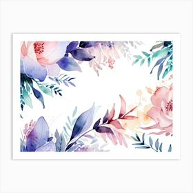 Watercolor Floral Frame Art Print