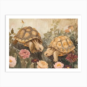 Floral Animal Illustration Turtle Art Print