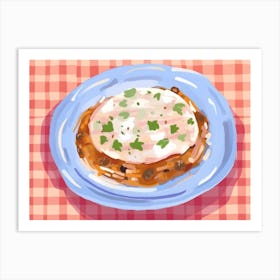 A Plate Of Lasagna, Top View Food Illustration, Landscape 3 Art Print