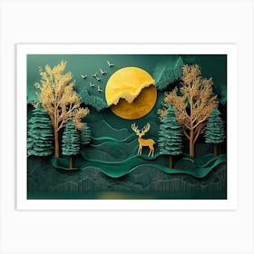 A Mesmerizing 3d Abstraction of a Modern and Creative Landscape Art Print