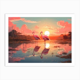 Flamingo Fun 6 Art Print