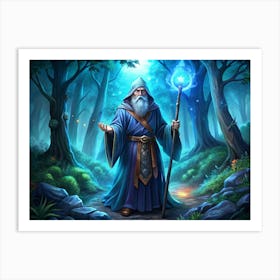 Old Wizard In Forest Art Print