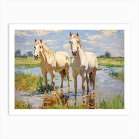 Horses Painting In Loire Valley, France, Landscape 3 Art Print