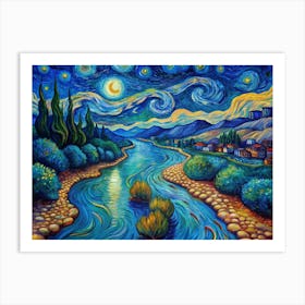 Van Gogh A Winding River Reflecting The Colors Of Art Print