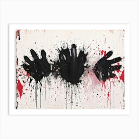 Abstract Painting Featuring Bold Splatters Of Black Ink Grunge Style Silhouettes Emerging Through D (4) Art Print