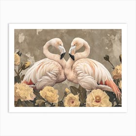 Floral Animal Illustration Flamingo 3 Art Print
