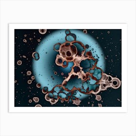 Blue Watercolor Abstraction Spots On The Moon Art Print