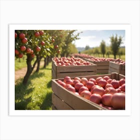 Crates Of Red Apples In An Orchard 10 Art Print