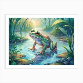 Frog In The Stream Art Print