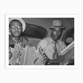 African American Musicians In Car Playing Accordion And Washboard And Singing, Near New Iberia, Louisiana By Art Print