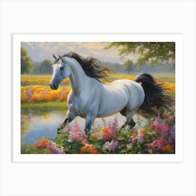Horse By The Water Art Print