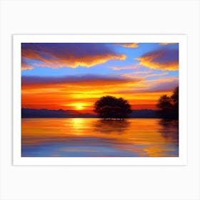 Sunset Over The Lake 5 Art Print