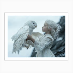 Owl with a girl 1 Art Print