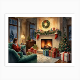 Christmas In The Living Room Art Print