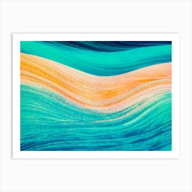 Abstract Background Featuring A Wave Cresting With Vibrant Tropical Ocean Hues Merge Of Turquoise A (4) Art Print