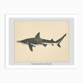 Hammerhead Shark Grey Silhouette 1 Poster Art Print