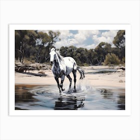 A Horse Oil Painting In Hyams Beach, Australia, Landscape 2 Art Print