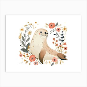 Little Floral Harp Seal 1 Art Print