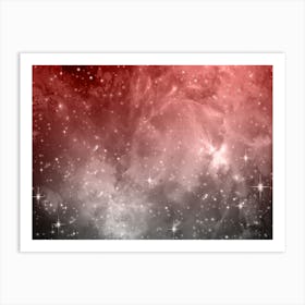 Salmon Pink Grey Galaxy Space Background Art Print