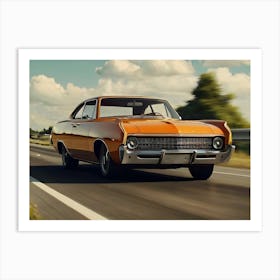 Retro Car At Highway 11 Art Print