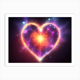 A Colorful Glowing Heart On A Dark Background Horizontal Composition 6 Art Print