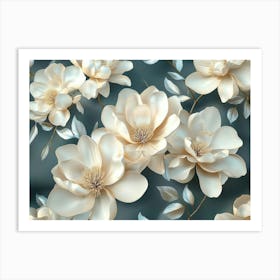 Abstract Background Of 3d Magnolia Flowers Art Print