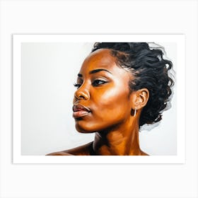 Side Profile Of Beautiful Woman Oil Painting 170 Art Print