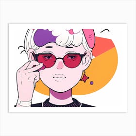 Girl With Pink Hair And Sunglasses Art Print