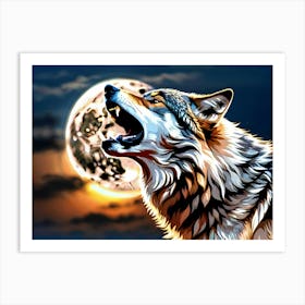 Howling Wolf At The Moon Art Print