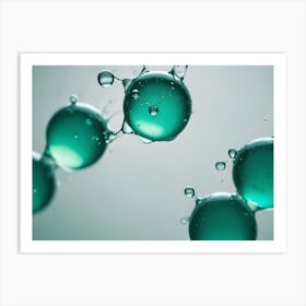 Abstract Image Of A Series Of Green, Transparent Orbs Connected Together Art Print