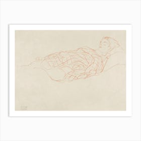 Study Of A Woman Wrapped In A Plaid, Resting, Gustav Klimt Art Print