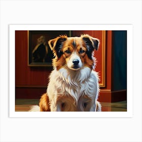 Dog Sitting On The Floor Art Print