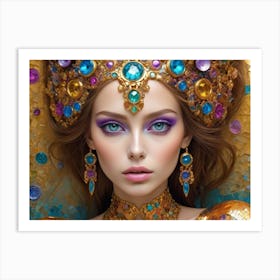 Portrait of a girl wearing a crown on her head 3 Art Print