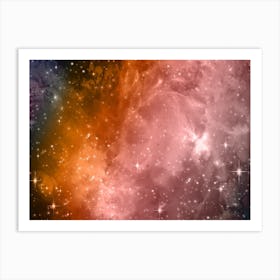 Pink Orange Galaxy Space Background Art Print